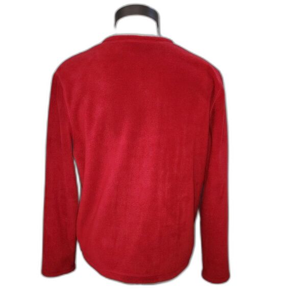 Croft & Barrow Red Winter Scene Zipper Fleece Jacket Top Size M - Picture 2 of 10